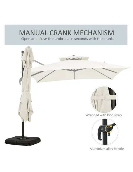 Outsunny Steel Frame Outdoor Roma Cantilever Umbrella