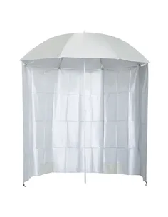 Outsunny 88" Arc 2.2M Fishing Umbrella Beach Parasol with Sides Brolly Shelter Canopy Shade with FREE Carry Bag Off-White