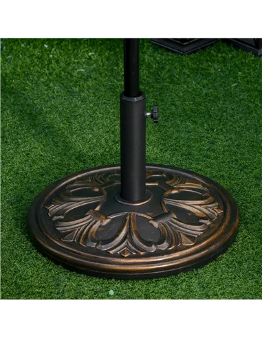Outsunny 13kg Round Umbrella Base Outdoor Parasol Base Weight Stand Holder for Outdoor Garden Bronze Tone
