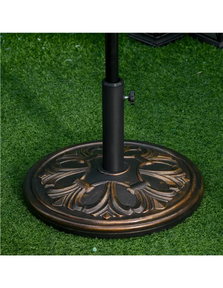 Outsunny 13kg Round Umbrella Base Outdoor Parasol Base Weight Stand Holder for Outdoor Garden Bronze Tone