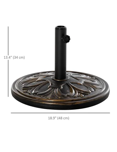 Outsunny 13kg Round Umbrella Base Outdoor Parasol Base Weight Stand Holder for Outdoor Garden Bronze Tone