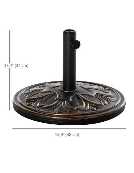 Outsunny 13kg Round Umbrella Base Outdoor Parasol Base Weight Stand Holder for Outdoor Garden Bronze Tone