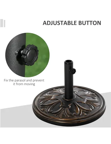 Outsunny 13kg Round Umbrella Base Outdoor Parasol Base Weight Stand Holder for Outdoor Garden Bronze Tone