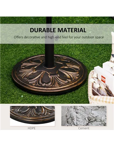 Outsunny 13kg Round Umbrella Base Outdoor Parasol Base Weight Stand Holder for Outdoor Garden Bronze Tone
