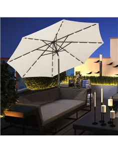 Outsunny Φ2.7m Garden 24 LED Light Parasol Solar Outdoor Tilt Sun Umbrella Patio Club Party Event Manual Sun Shade w/ Hand Crank 2