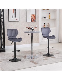 HOMCOM Bar Stool Set of 2 Velvet-Touch Fabric Adjustable Height Swivel Counter Chairs with Footrest, Grey 2