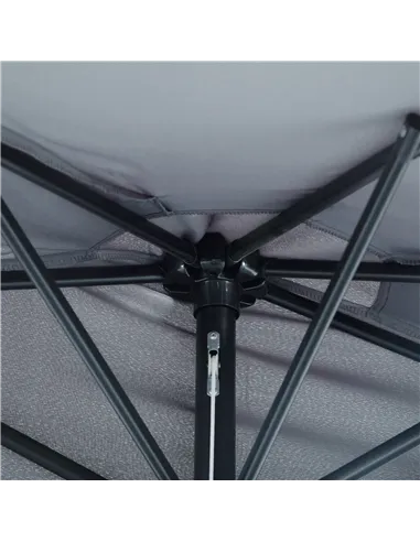 Outsunny 2.7m Garden Half Parasol, Outdoor Balcony Umbrella with 5 Steel Ribs, Patio Sun Shade, Grey