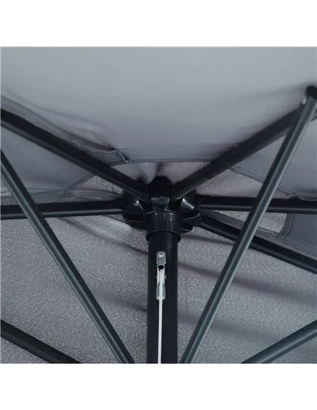 Outsunny 2.7m Garden Half Parasol, Outdoor Balcony Umbrella with 5 Steel Ribs, Patio Sun Shade, Grey