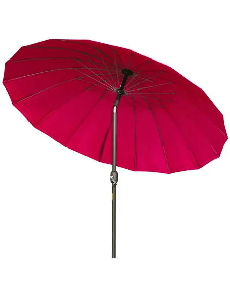 Outsunny 2.5m Shanghai Garden Parasol Umbrella with Crank & Tilt, Adjustable Outdoor Sun Shade, Red