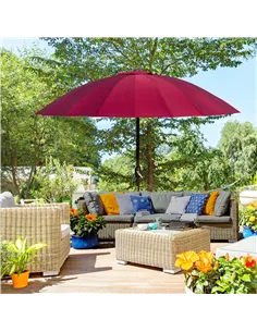 Outsunny 2.5m Shanghai Garden Parasol Umbrella with Crank & Tilt, Adjustable Outdoor Sun Shade, Red 2