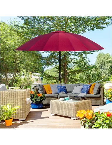 Outsunny 2.5m Shanghai Garden Parasol Umbrella with Crank & Tilt, Adjustable Outdoor Sun Shade, Red