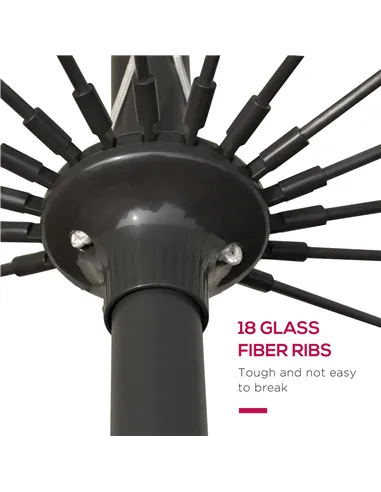 Outsunny 2.5m Shanghai Garden Parasol Umbrella with Crank & Tilt, Adjustable Outdoor Sun Shade, Red