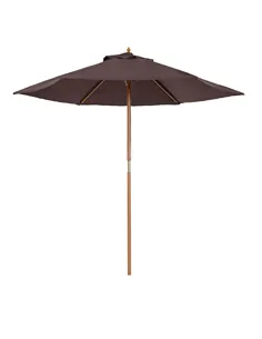 Outsunny 2.5m Wood Garden Parasol Sun Shade Patio Outdoor Wooden Umbrella Canopy Coffee