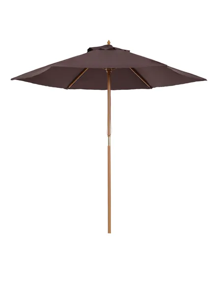 Outsunny 2.5m Wood Garden Parasol Sun Shade Patio Outdoor Wooden Umbrella Canopy Coffee