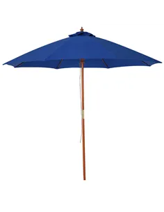 Outsunny 2.5m Garden Parasol Umbrella, Outdoor Market Table Umbrella with Wooden Pole & 8 Fibre Glass Ribs, Round Sun Shade Cano