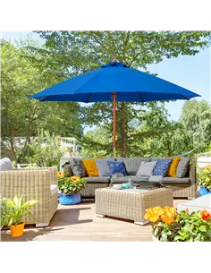 Outsunny 2.5m Garden Parasol Umbrella, Outdoor Market Table Umbrella with Wooden Pole & 8 Fibre Glass Ribs, Round Sun Shade Cano 2