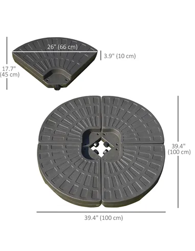 Outsunny Set of 4 Fillable Parasol Weights - 100kg