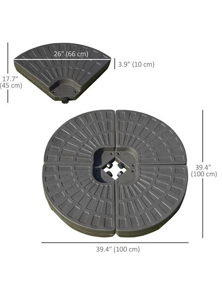 Outsunny Set of 4 Fillable Parasol Weights - 100kg