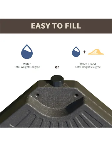 Outsunny Set of 4 Fillable Parasol Weights - 100kg