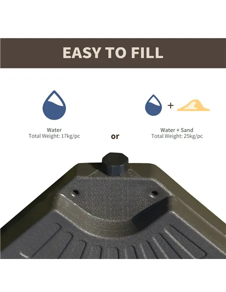 Outsunny Set of 4 Fillable Parasol Weights - 100kg