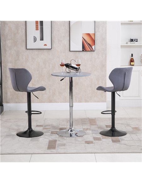 HOMCOM Bar Stool Set of 2 Velvet-Touch Fabric Adjustable Height Swivel Counter Chairs with Footrest, Grey