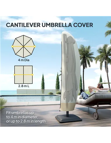 Outsunny Parasol Cover, 600D Oxford Cantilever Umbrella Cover Fit for 2-4m Parasol, Banana Umbrella Protector with Zipper for Ou