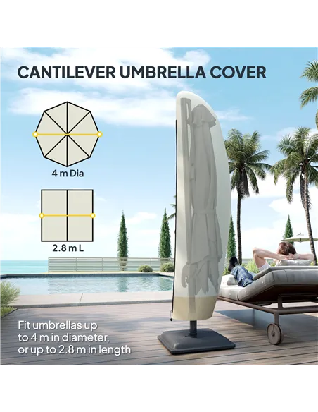 Outsunny Parasol Cover, 600D Oxford Cantilever Umbrella Cover Fit for 2-4m Parasol, Banana Umbrella Protector with Zipper for Ou
