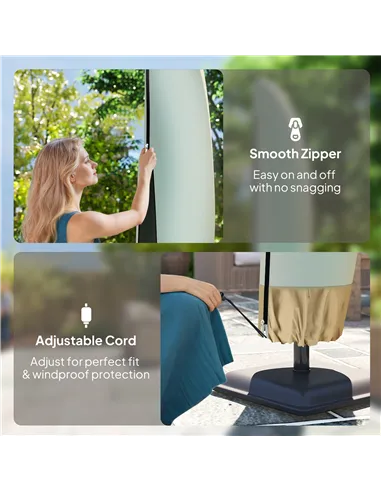 Outsunny Parasol Cover, 600D Oxford Cantilever Umbrella Cover Fit for 2-4m Parasol, Banana Umbrella Protector with Zipper for Ou