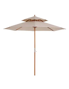 Outsunny 2.7m Elegant Wooden Frame Parasol Umbrella - Beige