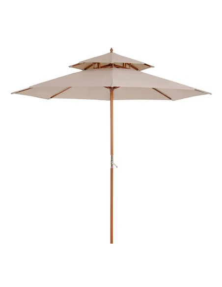 Outsunny 2.7m Elegant Wooden Frame Parasol Umbrella - Beige