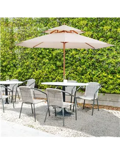 Outsunny 2.7m Elegant Wooden Frame Parasol Umbrella - Beige 2