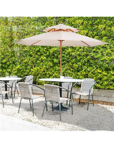 Outsunny 2.7m Elegant Wooden Frame Parasol Umbrella - Beige