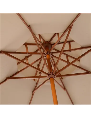 Outsunny 2.7m Elegant Wooden Frame Parasol Umbrella - Beige