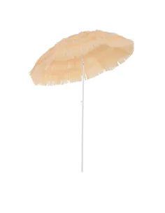 Outsunny 1.6m Patio Garden Hawaii Beach Sun Umbrella Sunshade Hawaiian Folding Tilting Crank Parasol (Wheat)