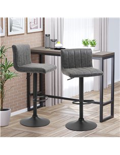 HOMCOM Adjustable Barstools Set of 2, Swivel Counter Bar Chairs, Bar Stools with Footrest, PU Leather, Gas Lift, Grey 2