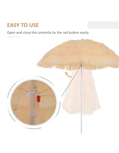 Outsunny 1.6m Patio Garden Hawaii Beach Sun Umbrella Sunshade Hawaiian Folding Tilting Crank Parasol (Wheat)