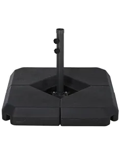 Outsunny 4PCs Fillable Parasol Base Weights with Steel Cross Base Garden Umbrella Stand 60L Water or 72kg Sand Filled Weights Pl