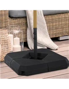 Outsunny 4PCs Fillable Parasol Base Weights with Steel Cross Base Garden Umbrella Stand 60L Water or 72kg Sand Filled Weights Pl 2