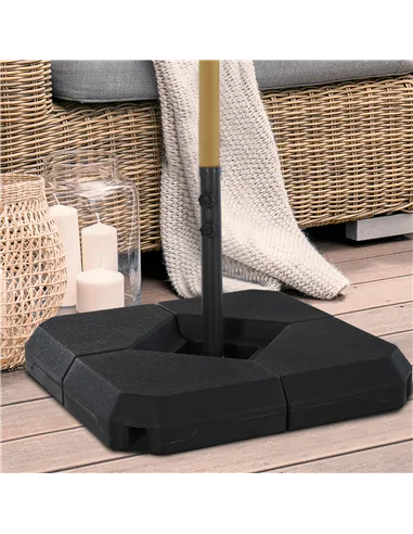 Outsunny 4PCs Fillable Parasol Base Weights with Steel Cross Base Garden Umbrella Stand 60L Water or 72kg Sand Filled Weights Pl