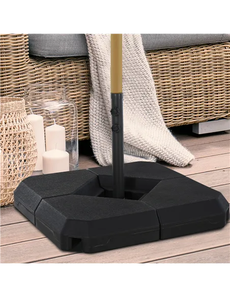 Outsunny 4PCs Fillable Parasol Base Weights with Steel Cross Base Garden Umbrella Stand 60L Water or 72kg Sand Filled Weights Pl