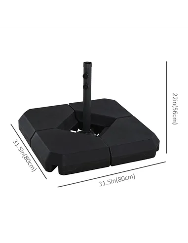 Outsunny 4PCs Fillable Parasol Base Weights with Steel Cross Base Garden Umbrella Stand 60L Water or 72kg Sand Filled Weights Pl