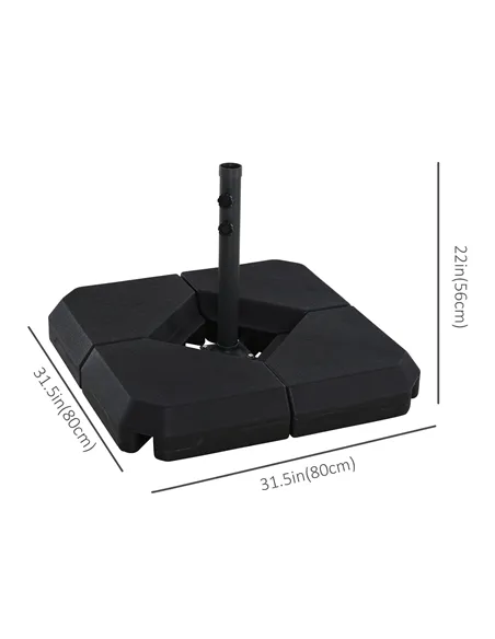 Outsunny 4PCs Fillable Parasol Base Weights with Steel Cross Base Garden Umbrella Stand 60L Water or 72kg Sand Filled Weights Pl