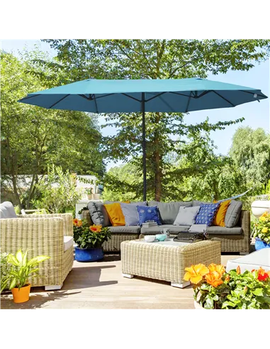 Outsunny 4.6m Double Garden Parasol - Sky Blue