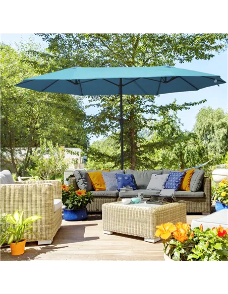 Outsunny 4.6m Double Garden Parasol - Sky Blue