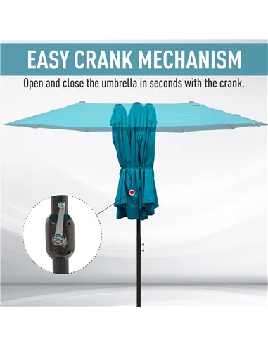 Outsunny 4.6m Double Garden Parasol - Sky Blue