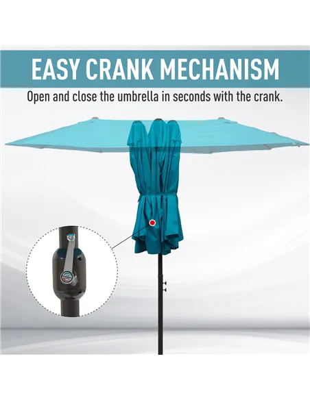 Outsunny 4.6m Double Garden Parasol - Sky Blue