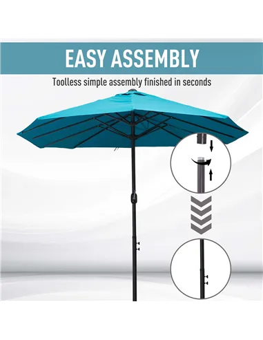 Outsunny 4.6m Double Garden Parasol - Sky Blue