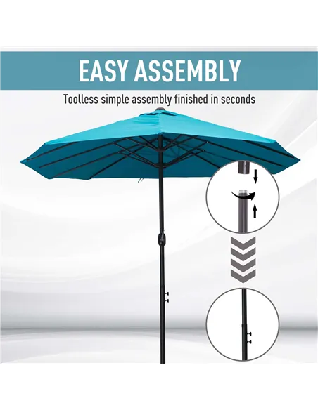 Outsunny 4.6m Double Garden Parasol - Sky Blue