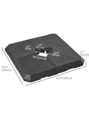 Outsunny Set of 4 Parasol Base Stand Weights for Cantilever Parasols, Water and Sand Filled, Up to 120kg, Black