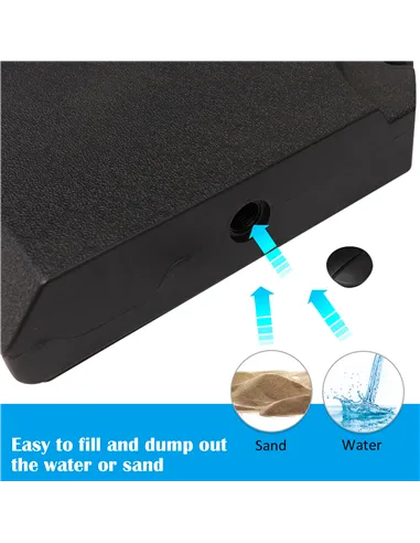 Outsunny Set of 4 Parasol Base Stand Weights for Cantilever Parasols, Water and Sand Filled, Up to 120kg, Black